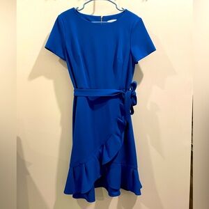 Calvin Klein Ruffled Tulip Hem Dress - Blue
